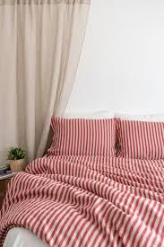 Red Striped Linen Bedding Set From 108