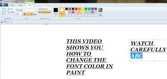 how to change font color in ms paint