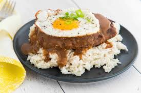 loco moco hawaiian beef patty with