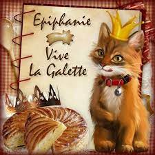 Carte Epiphanie : Vive la Galette, chat - Epiphany Ecard
