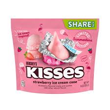 kisses strawberry ice cream cone