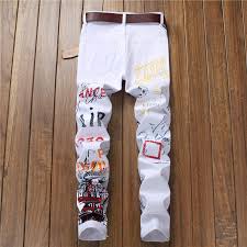 2019 Mens Jeans Sweatpants Digital Printing Pants Mens Self Cultivation Flower Pants Fashion Elastic Feet Casual Trousers From Mizon888 77 16