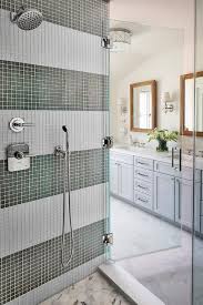 Gray Glass Striped Shower Wall Tiles