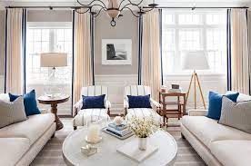 navy and white living room design a