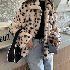 Warm Leopard Print Fur Short Coat