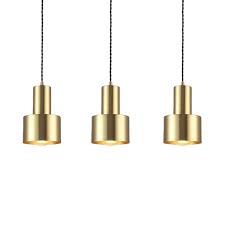 3 Lights Cylinder Pendant Light With Linear Canopy Vintage Metal Hanging Light Fixture In Brass Beautifulhalo Com