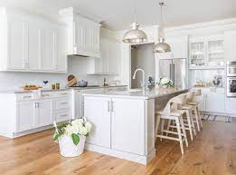 75 light wood floor kitchen with white
