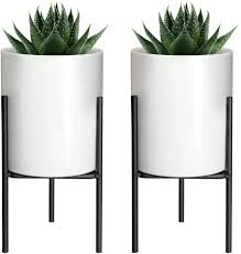 Baskets, pots, window boxes & saucers. Mkono Modern Planter Small Ceramic Plant Pot With Metal Stand Most Affordable And Stylish Home Decor From Amazon Popsugar Home Uk Photo 43