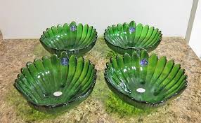Vintage Green Russian Glass Dishes