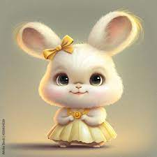 super cute white bunny cartoon