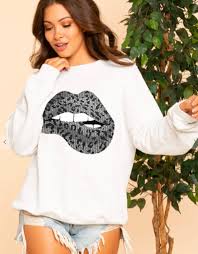 leopard lace lips graphic sweatshirt