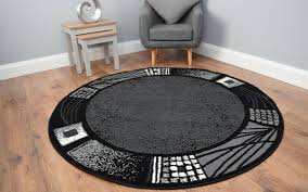 round rug grey mat bordered design