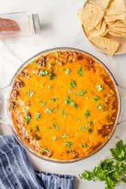 hot taco dip with ground beef and cream