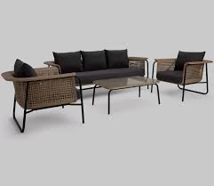 brown rattan and wicker 5 seater