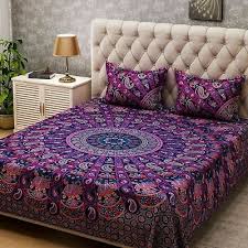 purple orange paisley mandala bed set