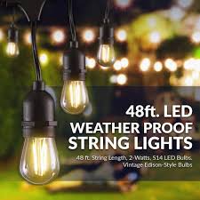 Newhouse Lighting 48 Ft 2 Watt Outdoor Weatherproof Led String Light With S14 Led Filament Light Bulbs Included Cstringled18 The Home Depot
