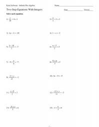 Two Step Equations With Integers Kuta