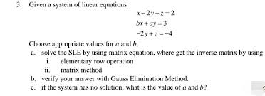 Given A System Of Linear Equations