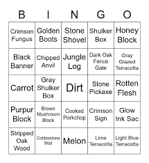 Minecraft Items 1 17 Bingo Card