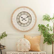 Wood Carved Fl Wall Clock