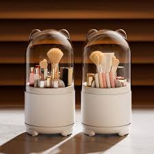 plastic makeup brush holder with lid