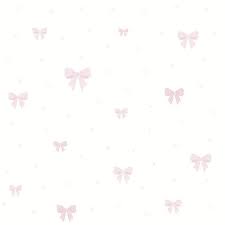white wallpaper with pink bows all