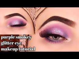 purple glitter smokey eye makeup