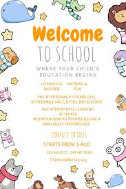 Cute Welcome To School Enrollment Poster Template School