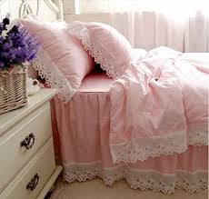 Korean Girls Pink Bedding White Lace