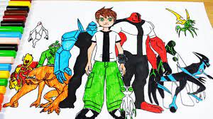 Ben 10 coloring pages for kids. Coloring Pages Ben 10 Fourarms Diamondhead Heat Blast Coloring Videos Ben 10 Coloring Book 2018 Youtube