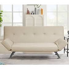 venice faux leather sofa bed in cream