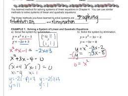 Algebra 9 5 Solving Linear Quadratic