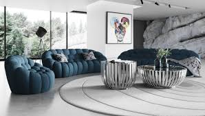 modern curved dark teal fabric sofa set