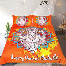 elephant bedding set fl orange blue