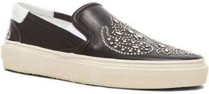 Details About Saint Laurent Womens Studded Slip On Shoes Black Calf Leather Size Us 10 It 40
