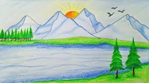How To Draw Scenery Of Mountain Step By Step Very Easy Art Video