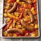 baked potatoes with sweet pepper   sausage topping