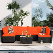 Sectional Sofa With Orange Cushions