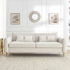 Round Arm Velvet Modern Rectangle Sofa