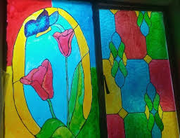 Faux Stained Glass Bathroom Window