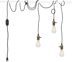 Vintage Pendant Light Kit Cord With Dimming Switch And Triple E26 E27 Industrial Light Socket Lamp Holder 25ft Twisted Black Cloth Bulb Cord Plug In Hanging Light Fixture Amazon Com