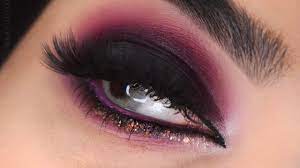 black pink smokey eye glittery
