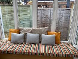 Window Seat Cushion Striped Fabric Made