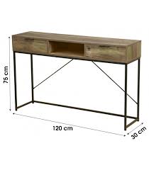 console table wood and black metal 2