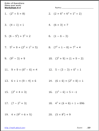 Math Worksheets Order Of Operations Or