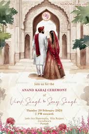 anand karaj ceremony card with palace