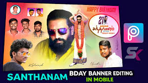 santhanam birthday banner picsart sk