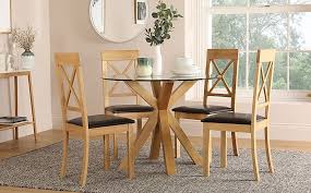 Hatton Round Oak And Glass Dining Table