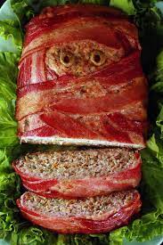 bacon wrapped halloween mummy meatloaf