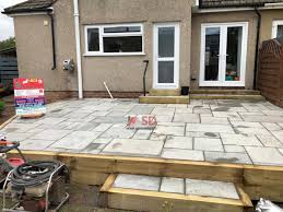 Raised Patio With Treated Sleepers In